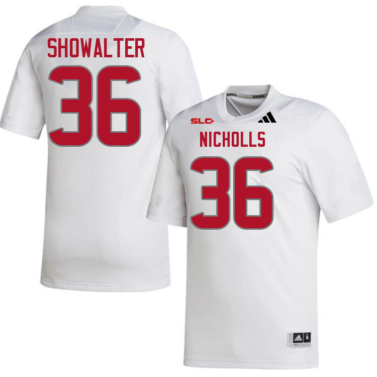 Nicholls Colonels #36 Gabriel Showalter College Football Jerseys,Uniforms Stitched-White